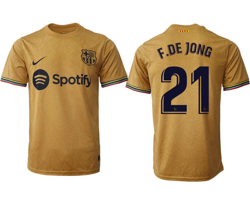 Men 2022-2023 Club Barcelona away aaa version yellow #21 Soccer Jersey